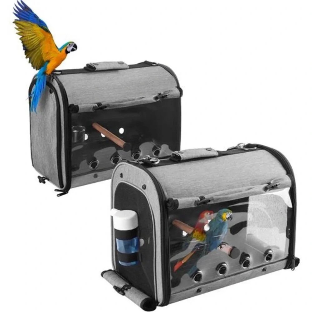 Bird Travel Bag Portable Bird Parrot Carrier Transparent Breathable Travel Cage